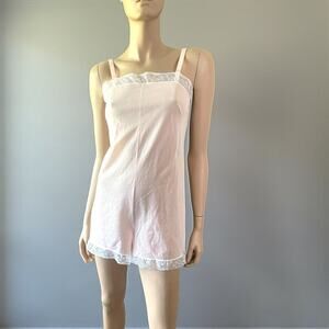 Vintage Pink Teddy Size 34 White Lace Gaymode Lingerie Romper